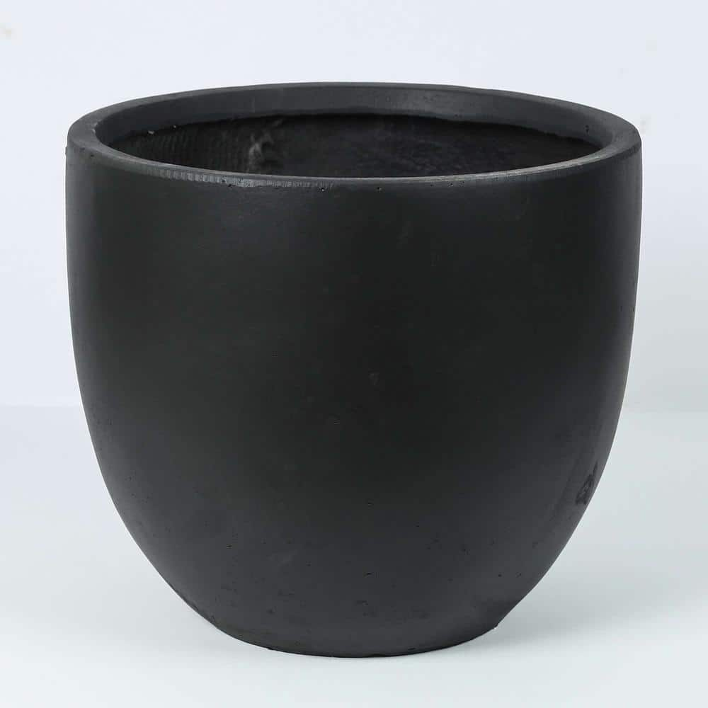 LuxenHome 12.2 in. H Round Tapered Black MgO Composite Planter Pot WH034-B