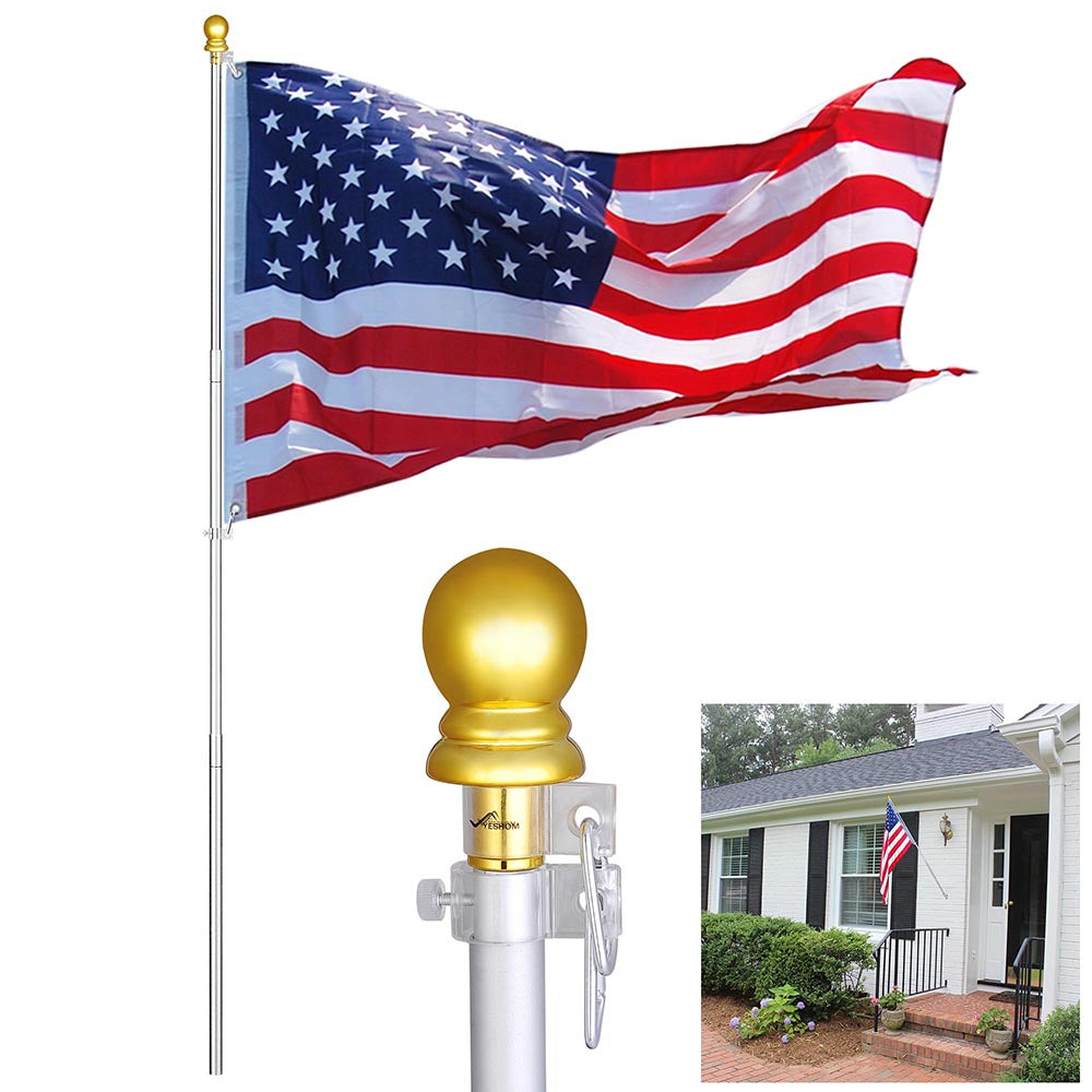 Yescom 6' American Aluminum Telescopic Flag Pole Set