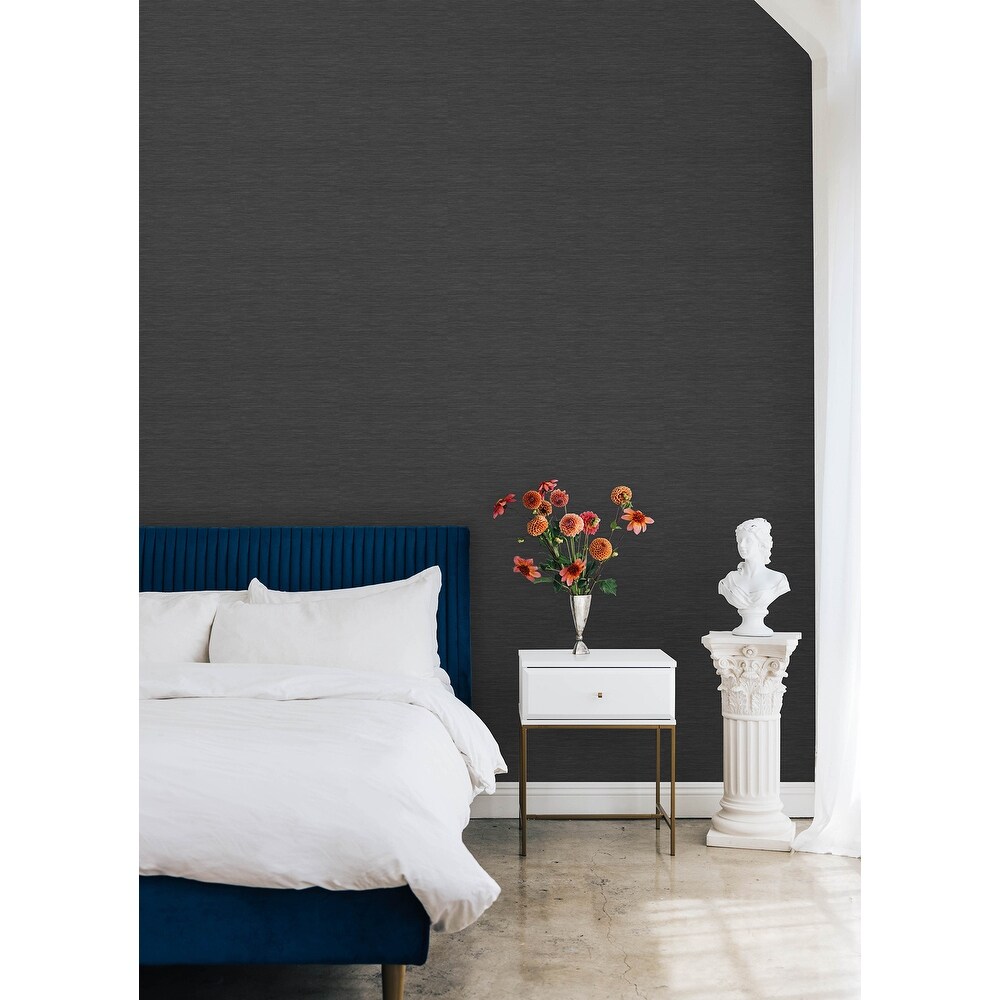 Mr. Kate Stella Soft Black Grasscloth Peel   Stick Wallpaper