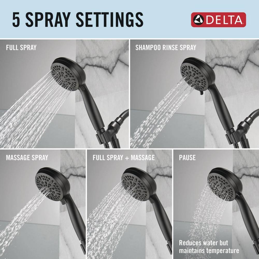 Delta 5-Spray Settings Wall Mount Handheld Shower Head 1.75 GPM in Matte Black 75511BL