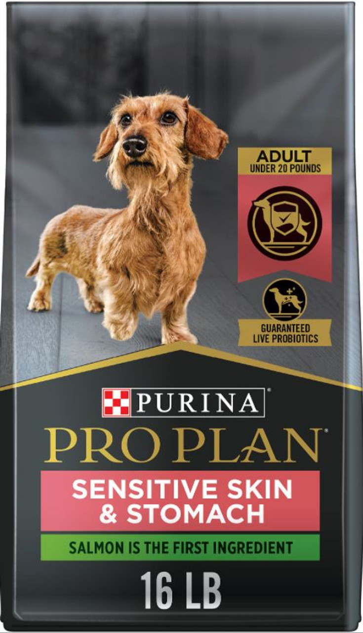 Purina Pro Plan Small Breed Adult Sensitive Skin and Stomach Formula Dry Dog Food， 16 Lb. Bag