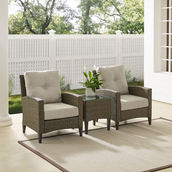 Rockport 3Pc Outdoor Wicker High Back Chair Set