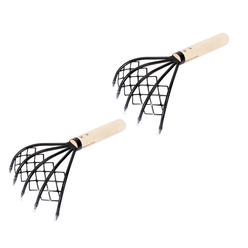 2pcs Carbon Steel Clam Rake with Net Oyster Shell Digging Tool Rake Tool