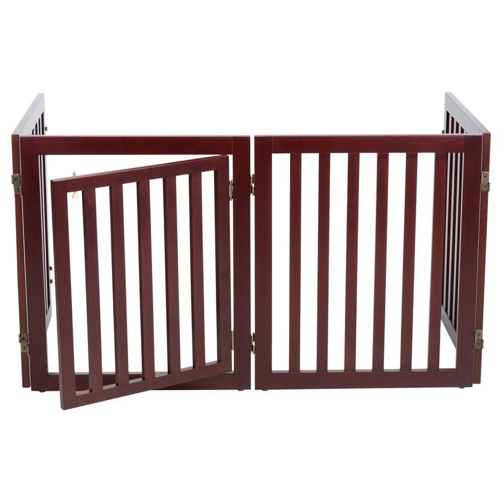 TRIXIE Brown Pet Gate Wooden 4-Panel Configurable Pet Gate 39365