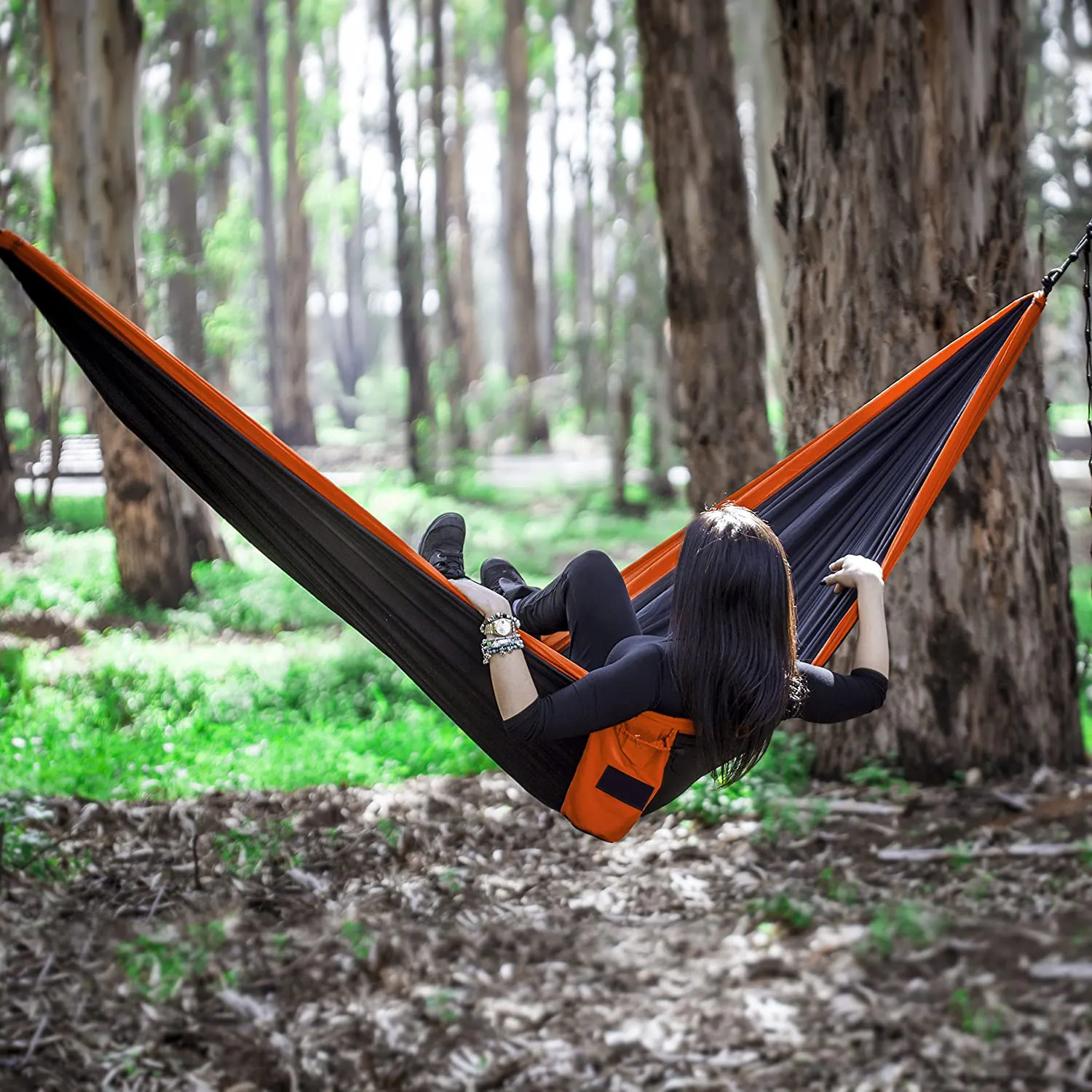 Wholesale Portable Double Waterproof Garden Hammock Outdoors Camping Parachute Cloth Nylon Swing Hammock