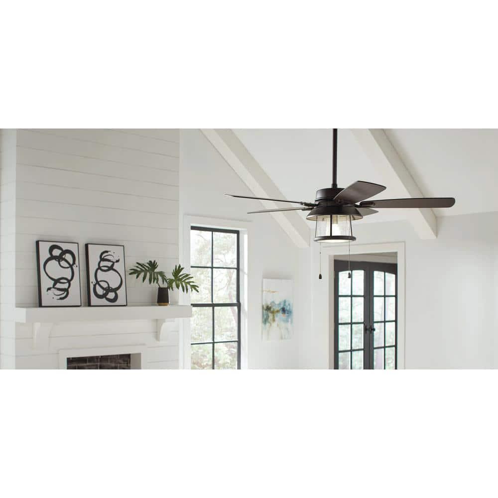 Home Decorators Collection Shanahan 52 in IndoorOutdoor LED Bronze Ceiling Fan with Light Kit Downrod and Reversible Blades