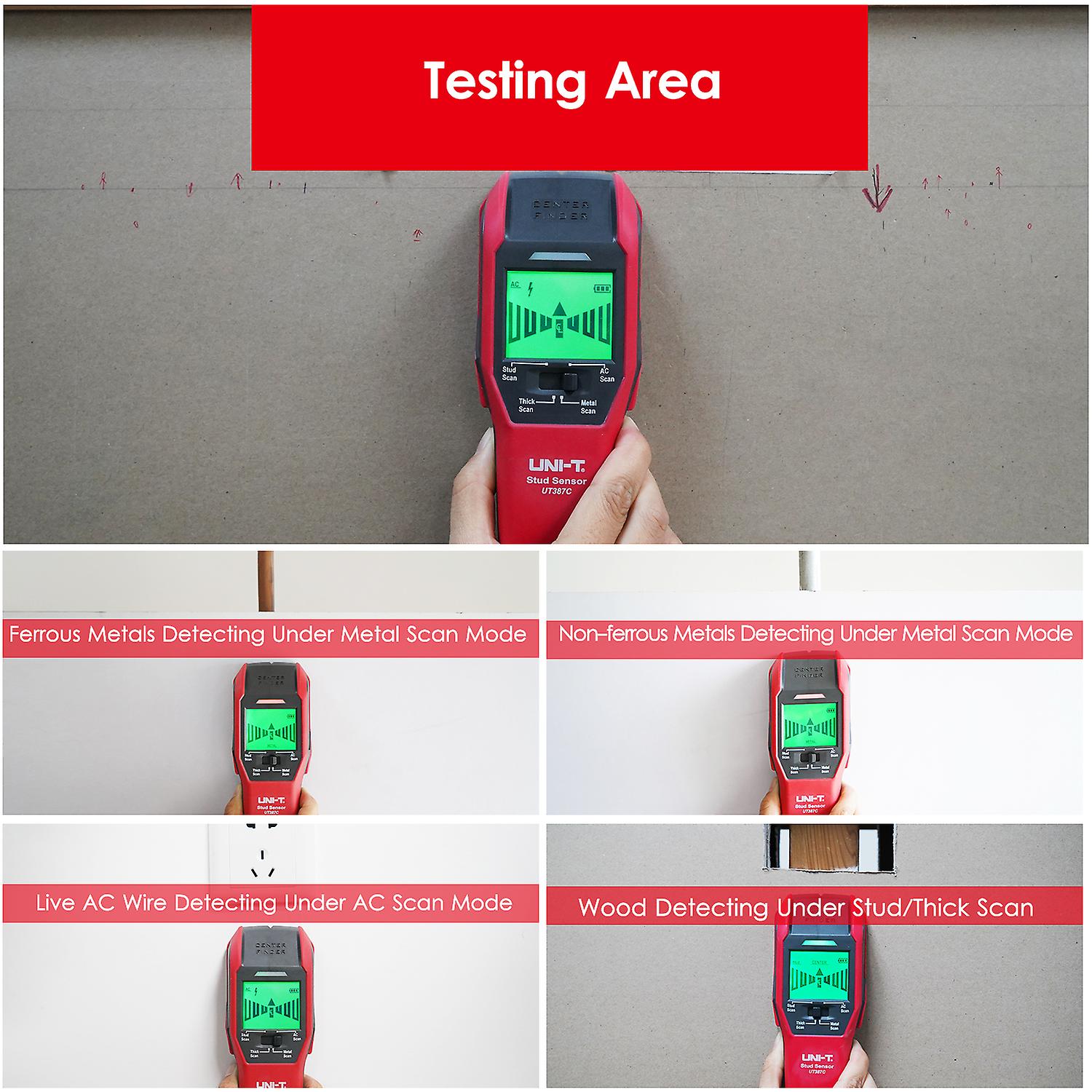 Uni-t Stud Finder Wall Scanner Stud Detector Digital Wall Detector Metal Detector Ac Wire Detector 2-inch Lcd Digital Wood Center Finding Metal Studs