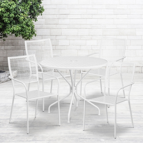 Steel 5piece 35.25inch Round IndoorOutdoor Dining Set