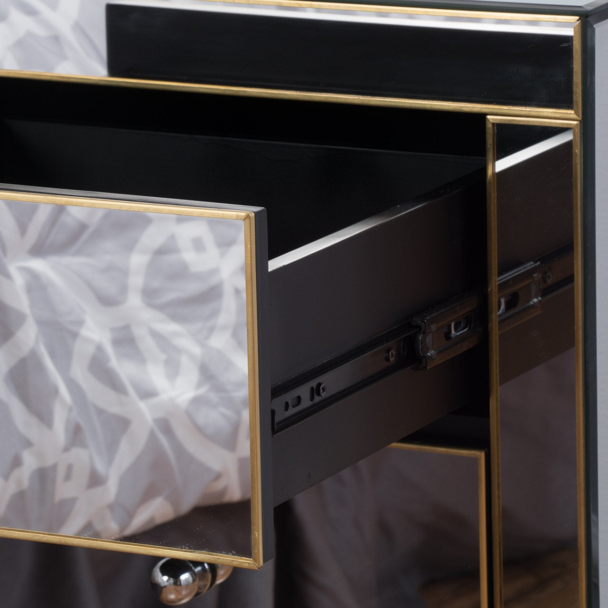 Langley Mirrored 3 Drawer Side Table