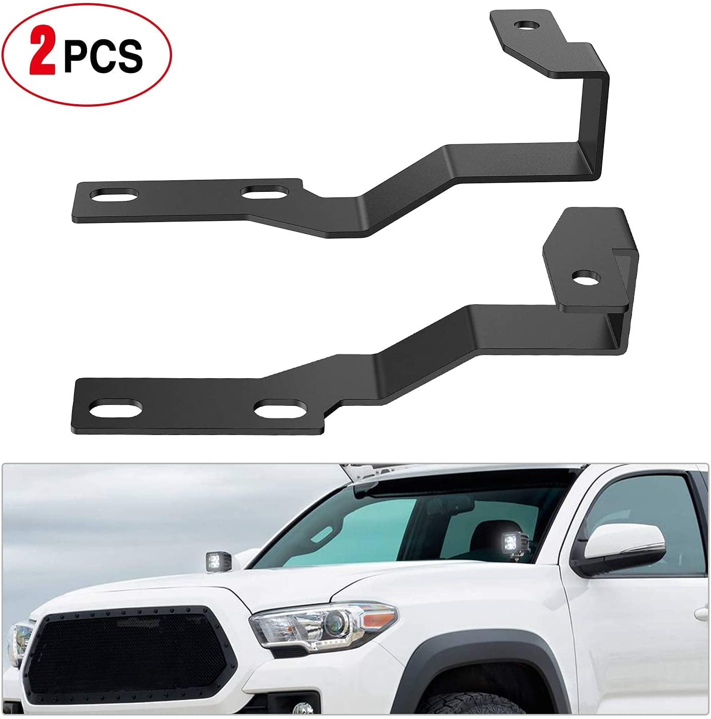 Nilight LED Light Bar Ditch Light Brackets Hood Mount Brackets for Toyota Tacoma 2005 - 2015