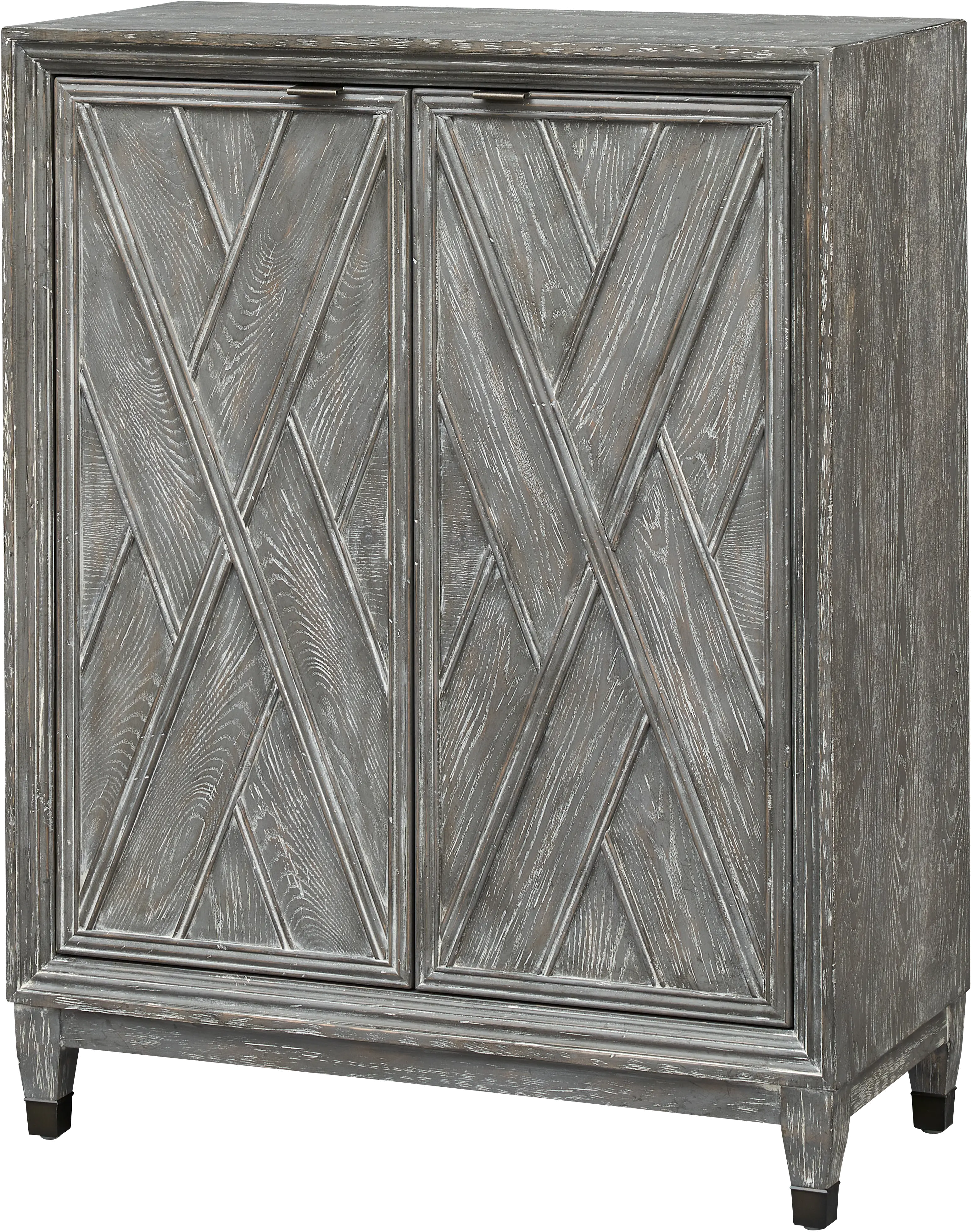 Distressed Gray Wine Cabinet