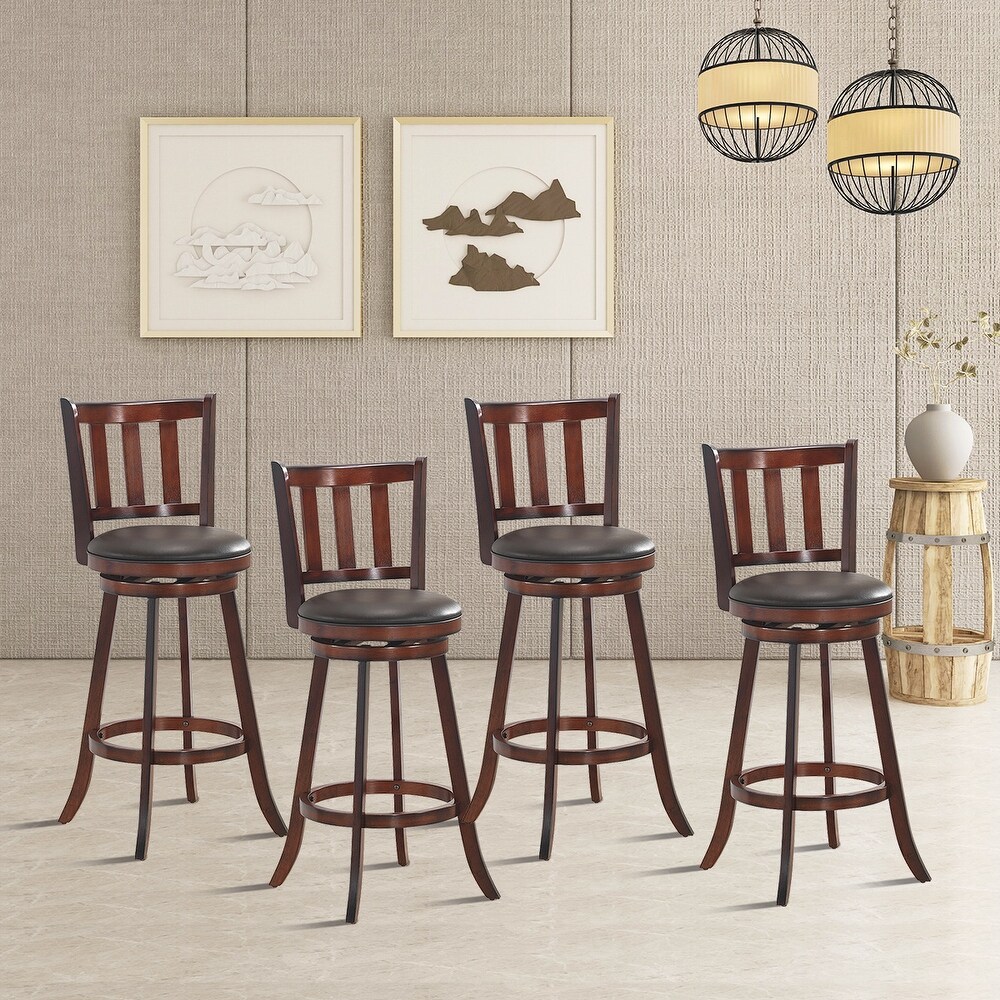 Costway Set of 4 29.5'' Swivel Bar stool Leather Padded Dining Kitchen