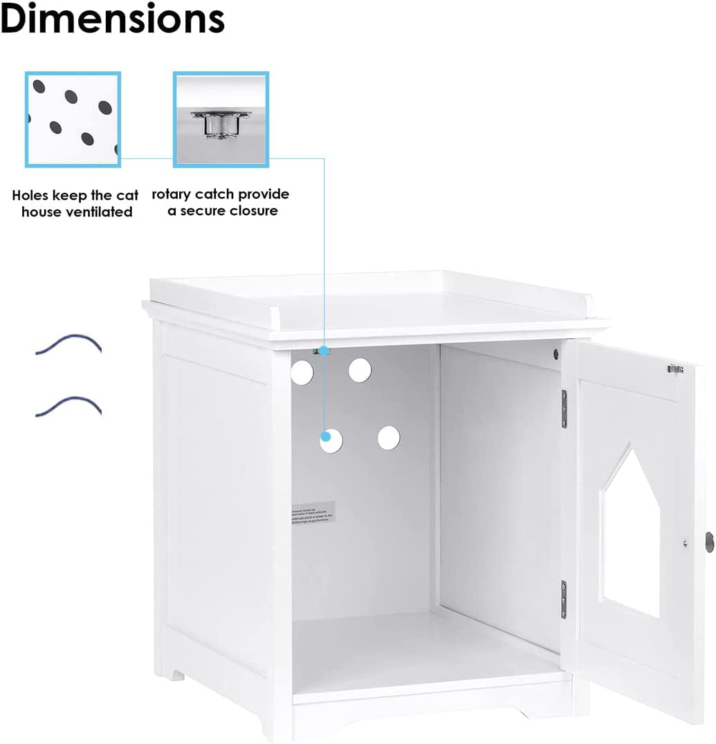 PAWLAND Decorative Cat House，Cat Home， Indoor Pet Crate - Litter Box Enclosure White