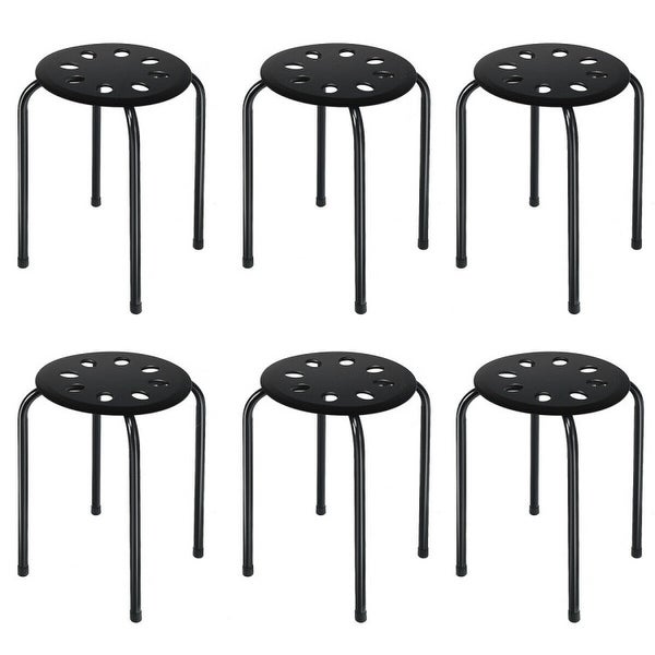 Set of 6 Portable Plastic Stack Stools - 14.5