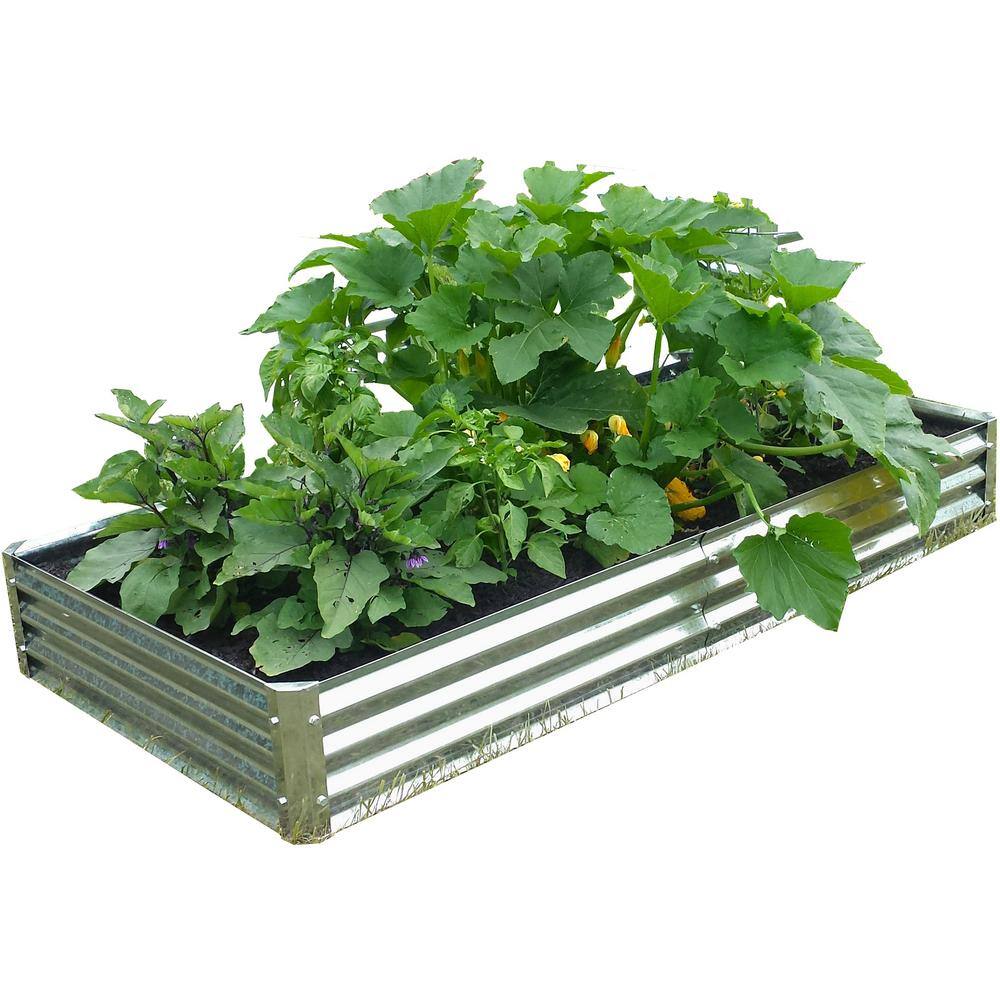 EarthMark Bajo Series 40 in. x 112 in. x 10 in. Galvanized Metal Raised Garden Mega-Bed Bundle MGB-LB28