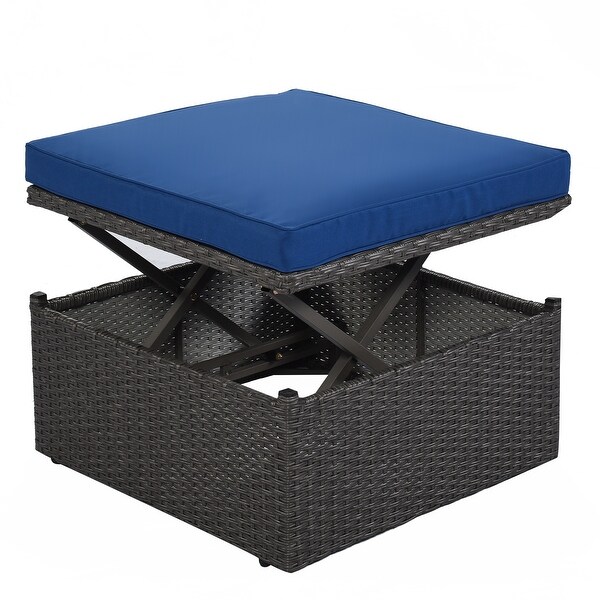 Roomfitters Outdoor Patio Rectangle Daybed with Retractable Canopy，Wicker Sectional Seating with Washable Cushions