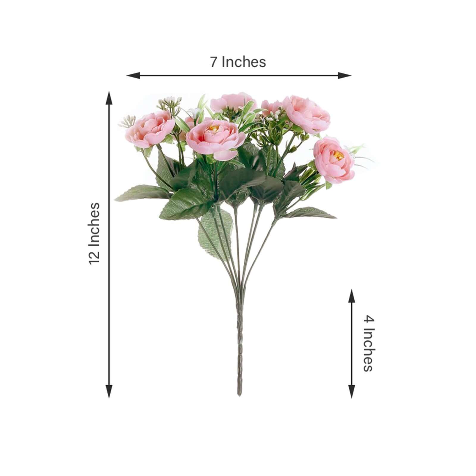 4 Bushes Pink Artificial Silk Peony Flower Bouquet Arrangement