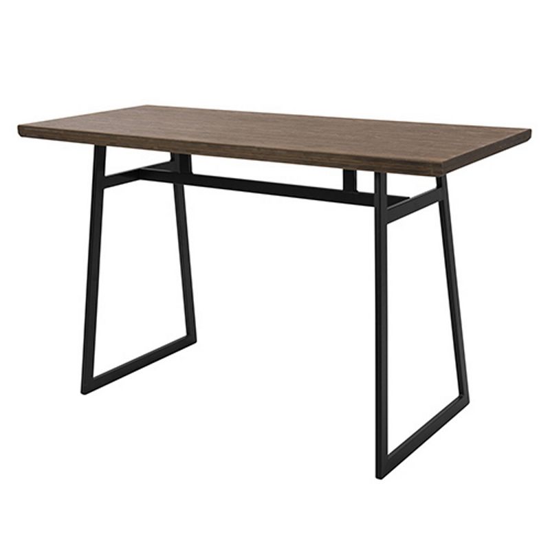 60 in Brown Wood Top with Black Metal Legs Industrial Geo Counter Table