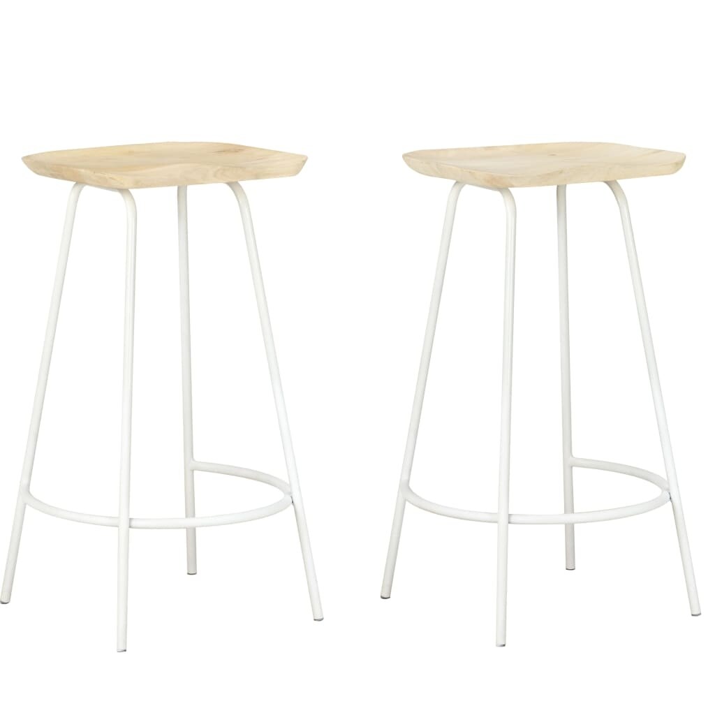 vidaXL Bar Stools 2 pcs Solid Mango Wood - 15