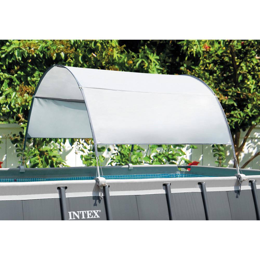 Intex 10 ft. x 30 in. Metal Frame Beachside Swimming Pool with Pump and Canopy 28207EH + 28054E