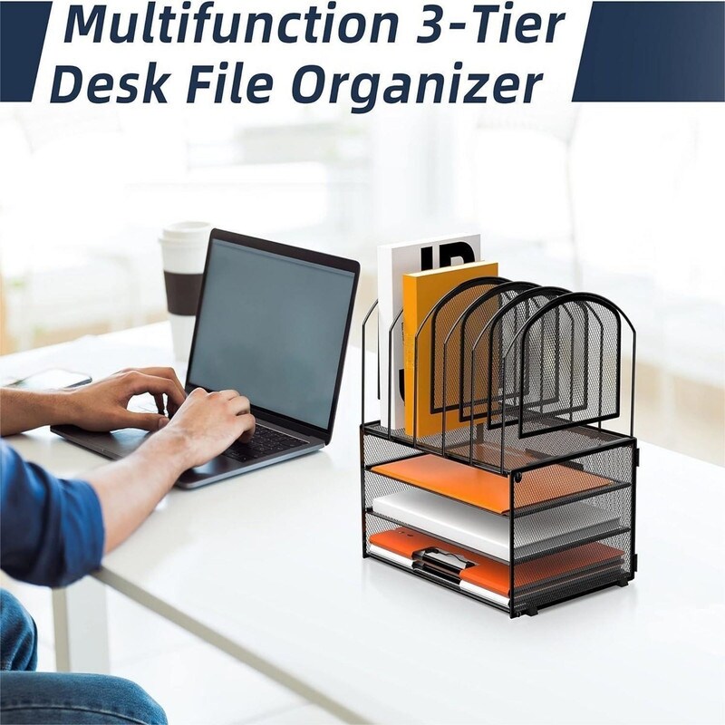 Paper Desk Organizer Black