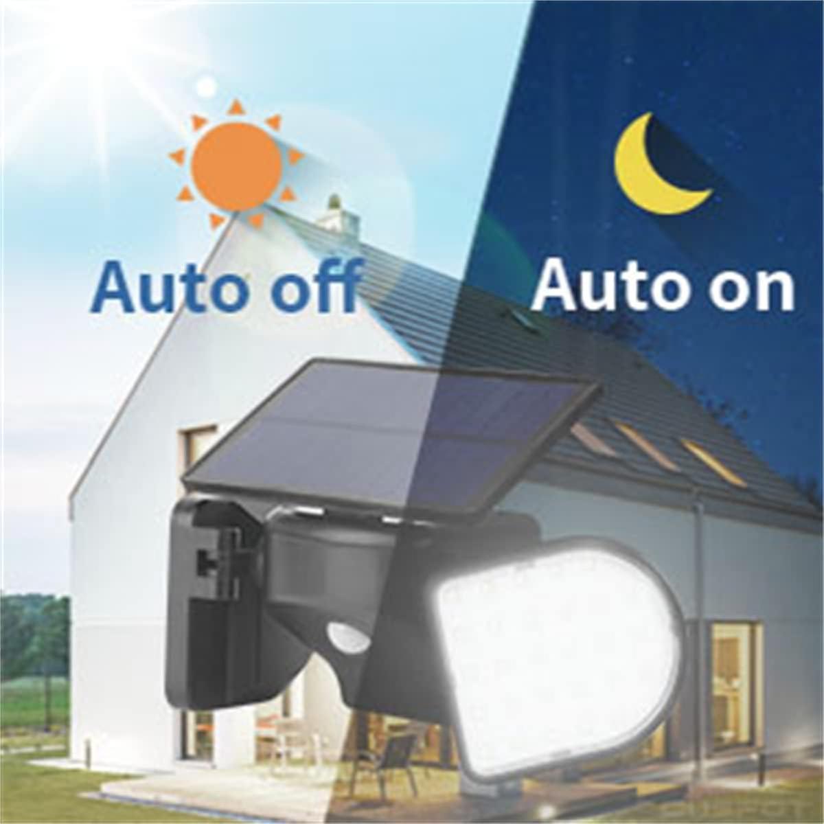 Set Of 2 Solar-powered 56 Led Ip65 Waterproof 360-degree Adjustable Floodlights For Entrance Gate Courtyard Garden Garage Terrace