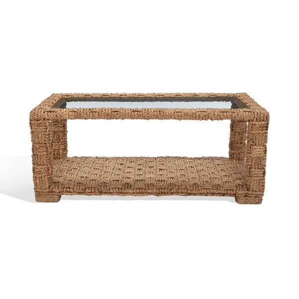 SAFAVIEH Couture Christi Tropical Coastal Boho Water Hyacinth Coffee Table - 44 in. W x 24 in. D x 18 in. H