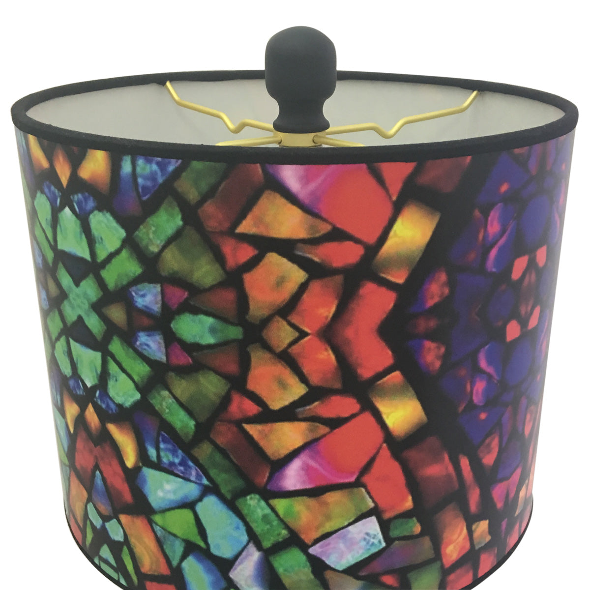 Royal Designs 28" Crystal and Oil Rub Bronze Buffet Lamp with Mosaic Stained Glass Design Hardback Lamp Shade, Set of 2