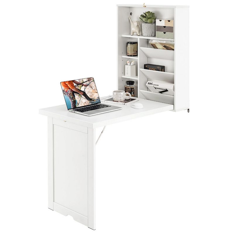 Wall Mounted Fold-Out Convertible Floating Desk Space Saver