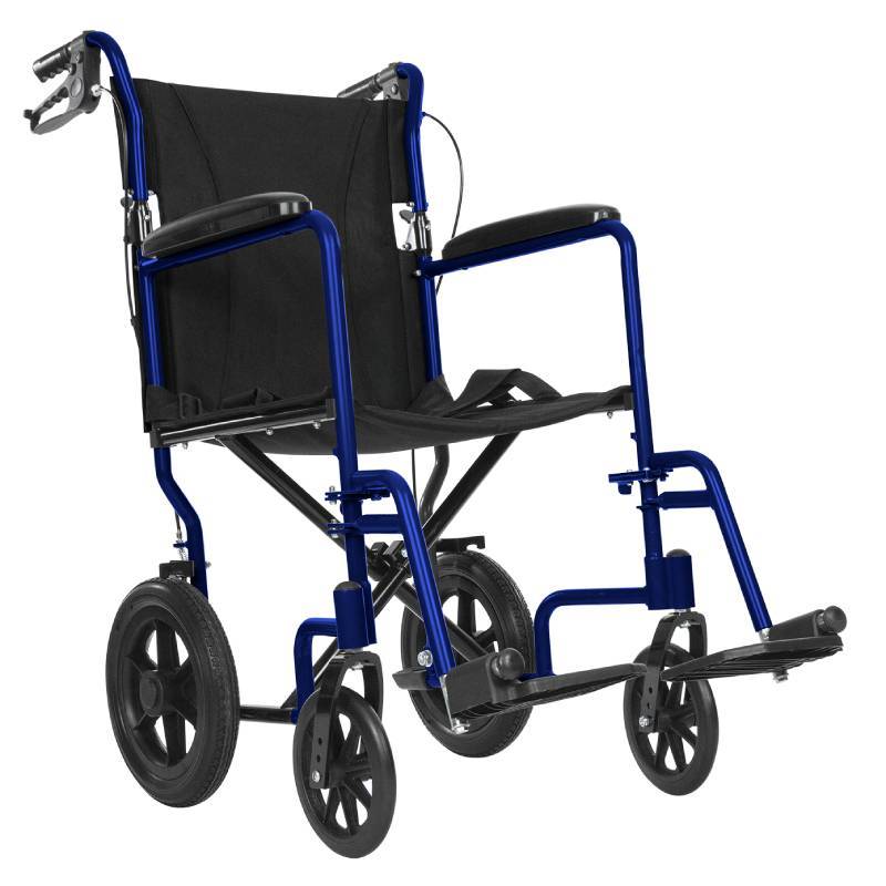 Vive Health Lightweight Folding Transport Wheelchair w/ Dual Brakes - All Terrain Tires, 300Lbs Weight Capacity, Fully Assembled