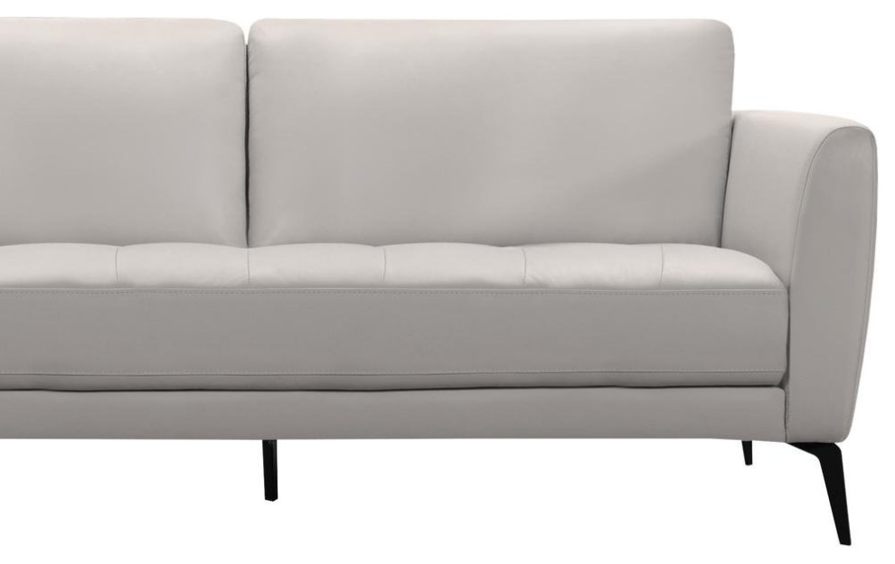 Contemporary Sofa  Black Legs  ampPadded Genuine Leather Upholstery  Dove Gray   Midcentury   Sofas   by Decorn  Houzz