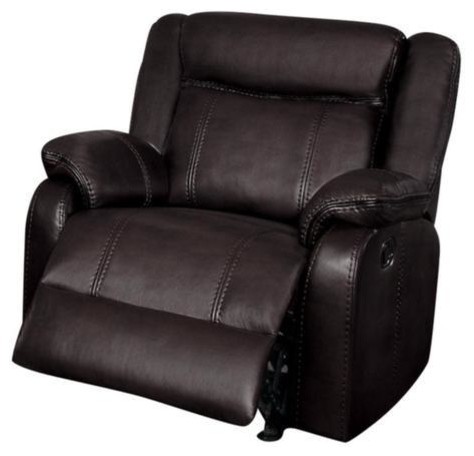 2 Piece Jakes Double Glider Recliner Love Seat  Glider Chair Drk Brown Leather   Contemporary   Living Room Furniture Sets   by AMOC  Houzz