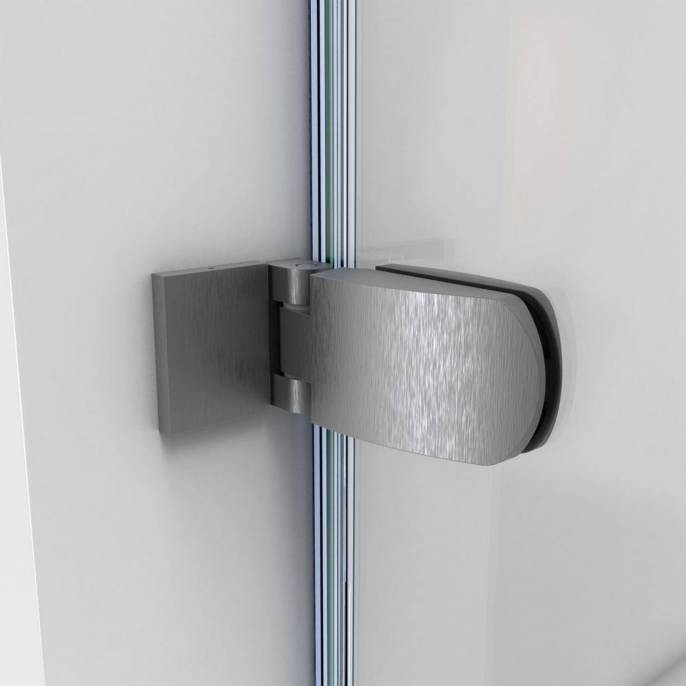 DreamLine Aqua Uno 60 in. x 58 in. Semi-Frameless Hinged Tub Door in Brushed Nickel SHDR-3534586-EX-04