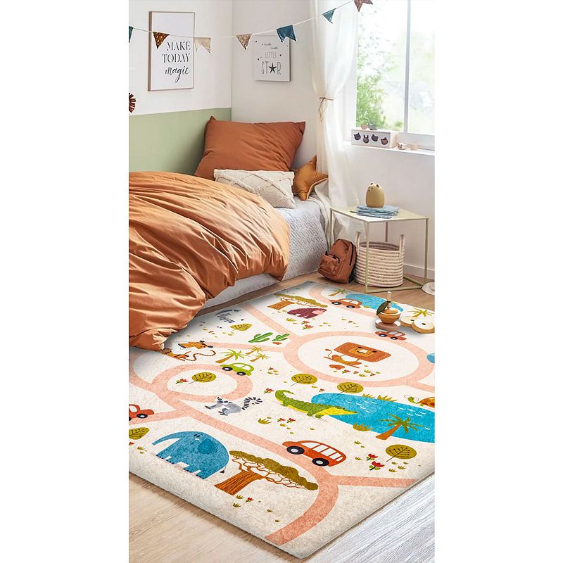 Mother Ruggers Let's Go Machine Washable Colorful Kid's Rug