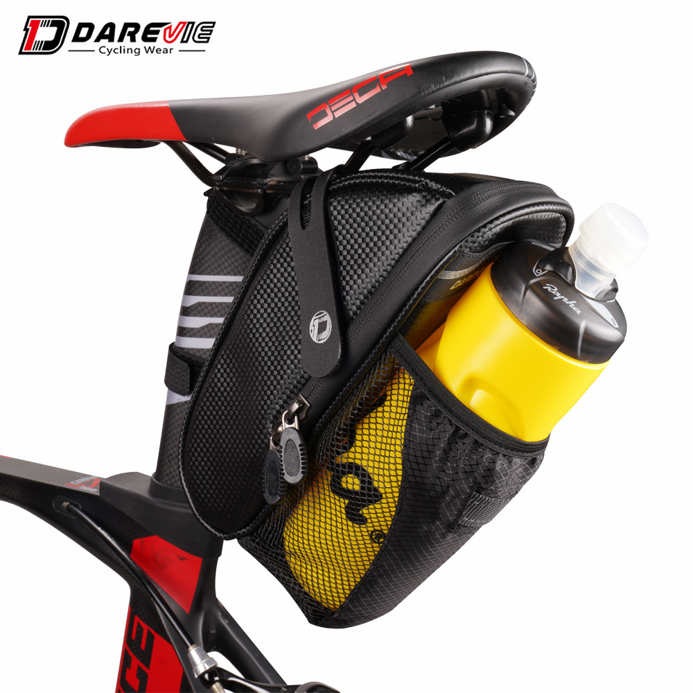 Darevie Wholesale 1L Portable Waterproof Bike Saddle Bag Cycling Seat Pouch Bicycle Tail Bags Rear Pannier Equipment Accessories