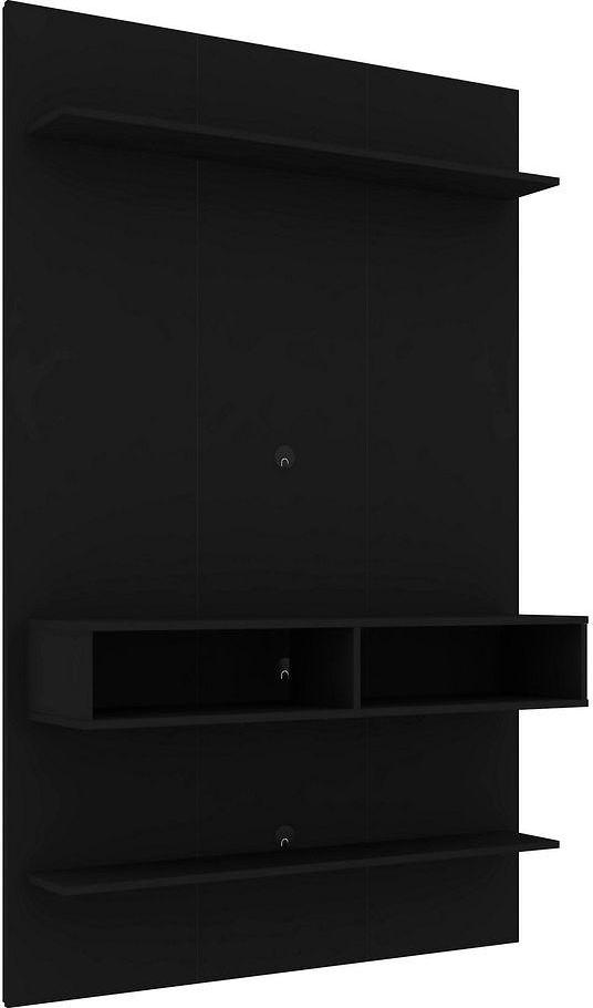 Manhattan Comfort Libra Long Floating 4535 Wall Entertainment Center with Overhead Shelf in Black  Crowdfused