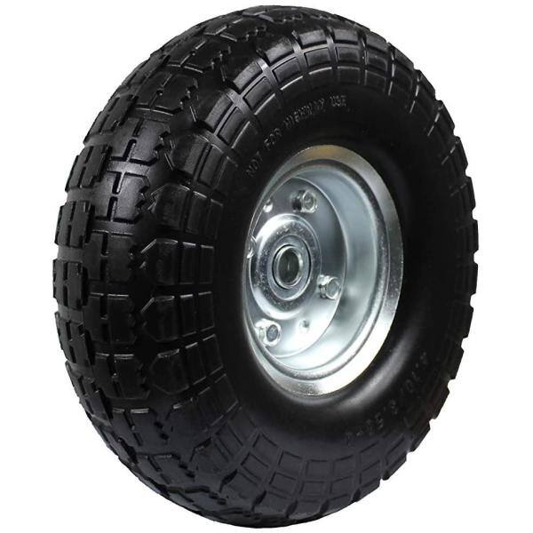 10 in. Dia Flat Free All Purpose Tire with 58 in. Ball Bearing Axle Bore Dia Black 50501