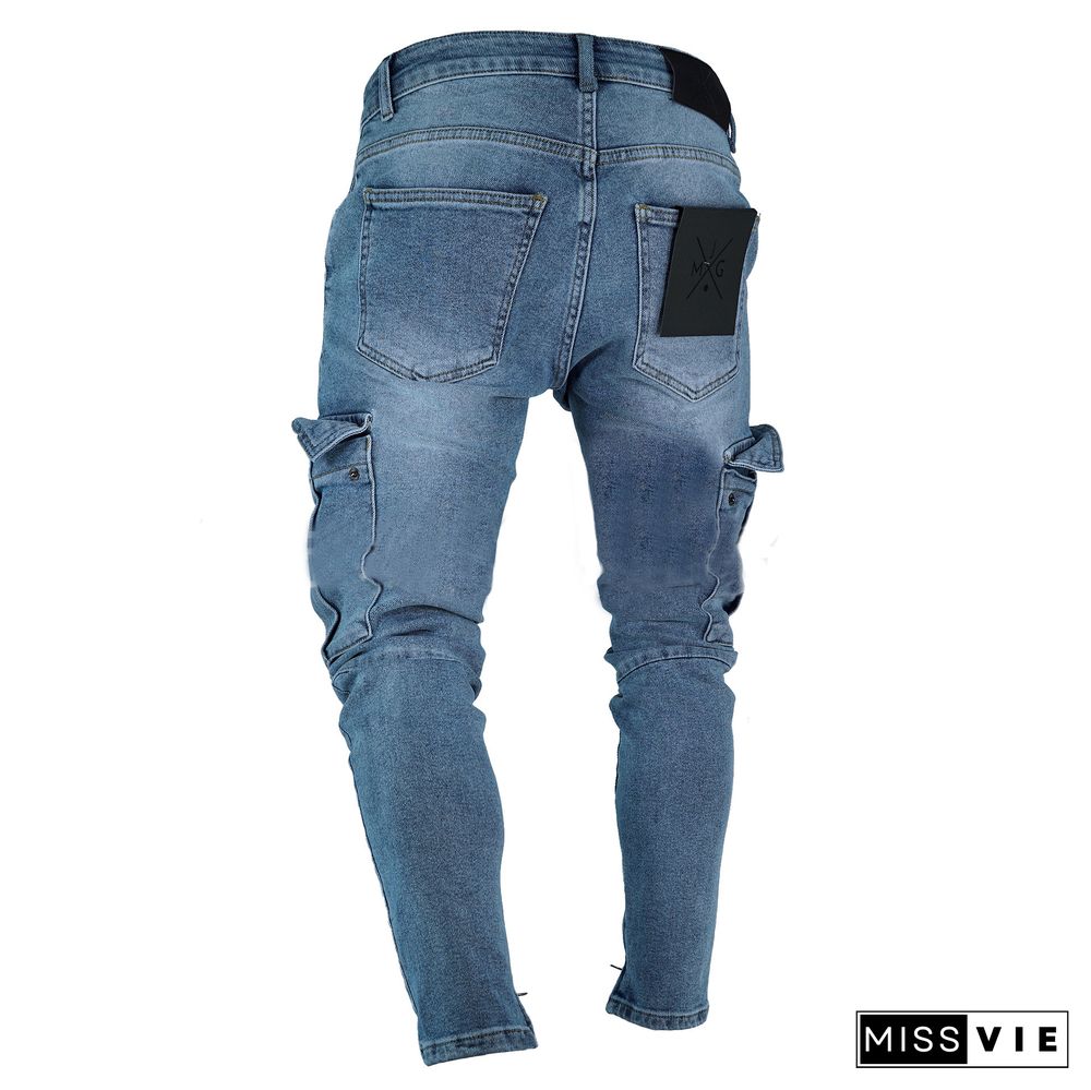 Pockets Zips Casual Jeans