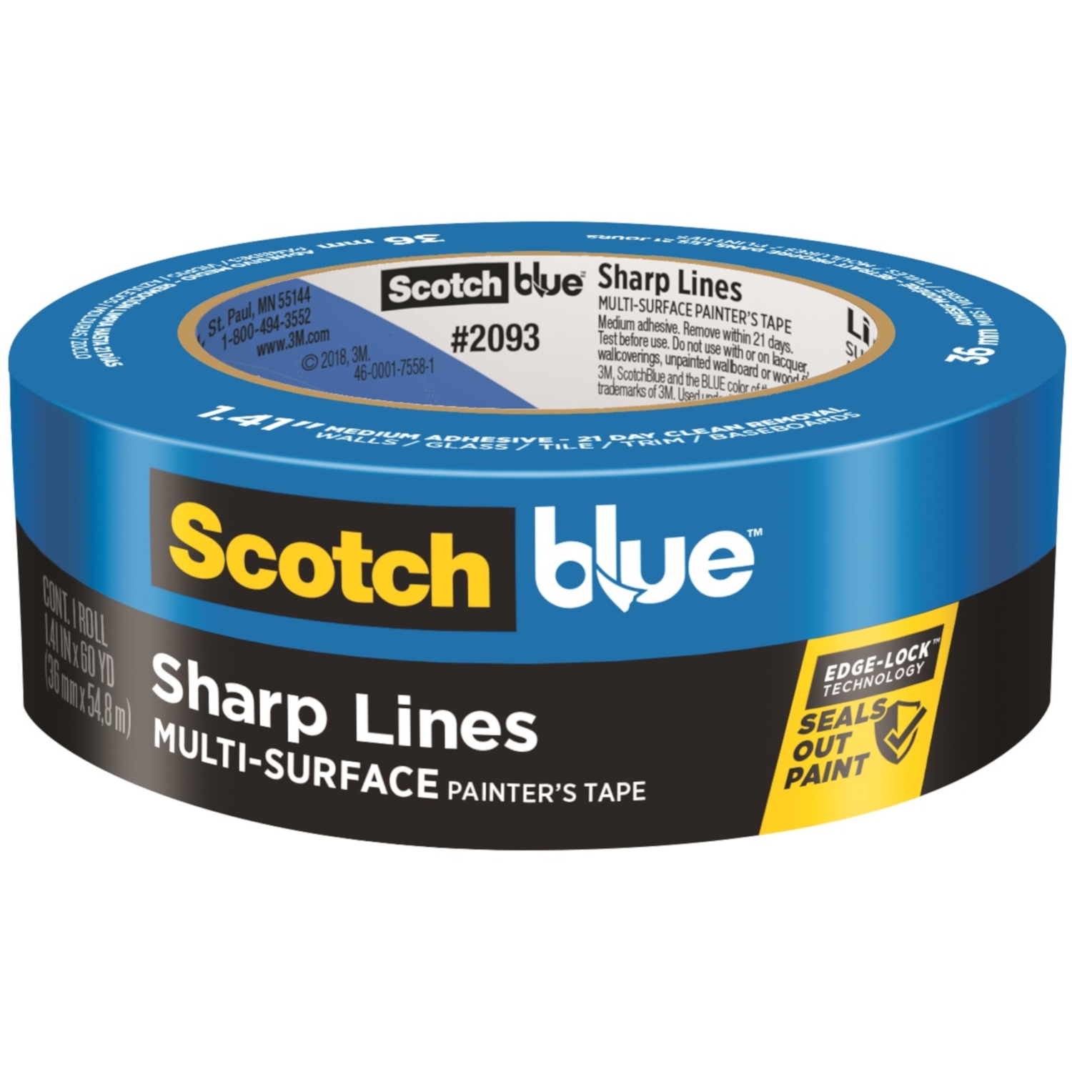 ScotchBlue 1.41 in. W X 60 yd L Blue Medium Strength Painter\u0027s Tape 1 pk