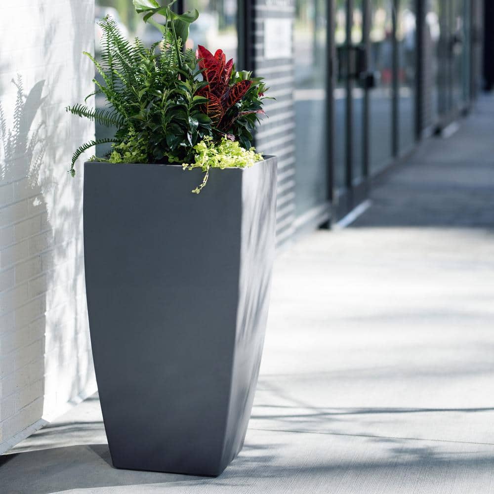 Mayne Kobi 38 in. Tall Graphite Grey Self-Watering Polyethylene Planter 8888-GRG