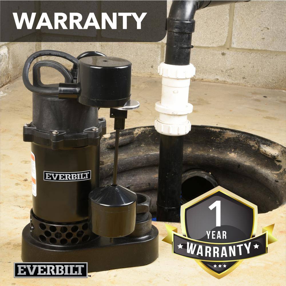 Everbilt 12 HP Aluminum Sump Pump Vertical Switch HDSP50V