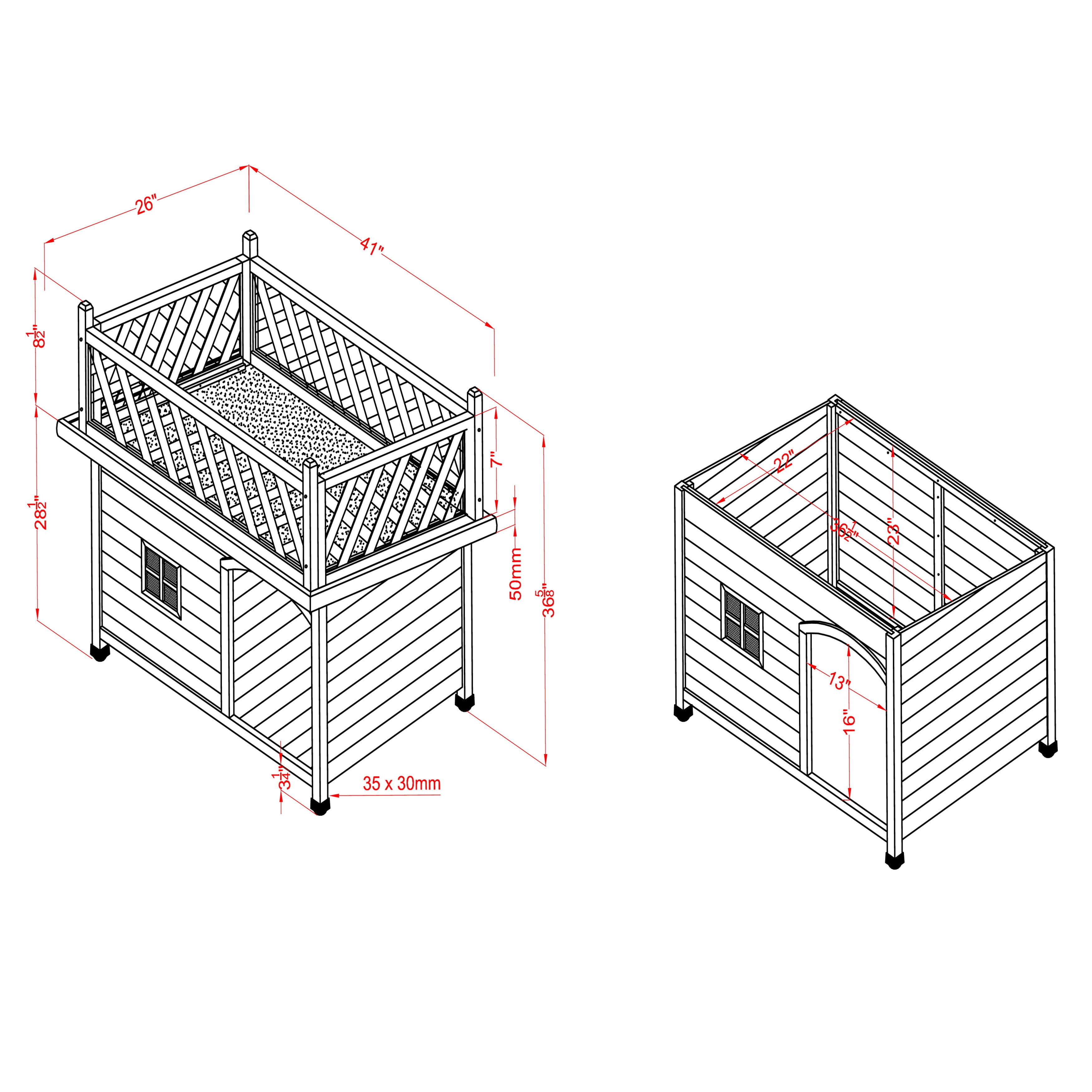 Furniture of America Halley Contemporary Open Terrace Two-Tone Pet House