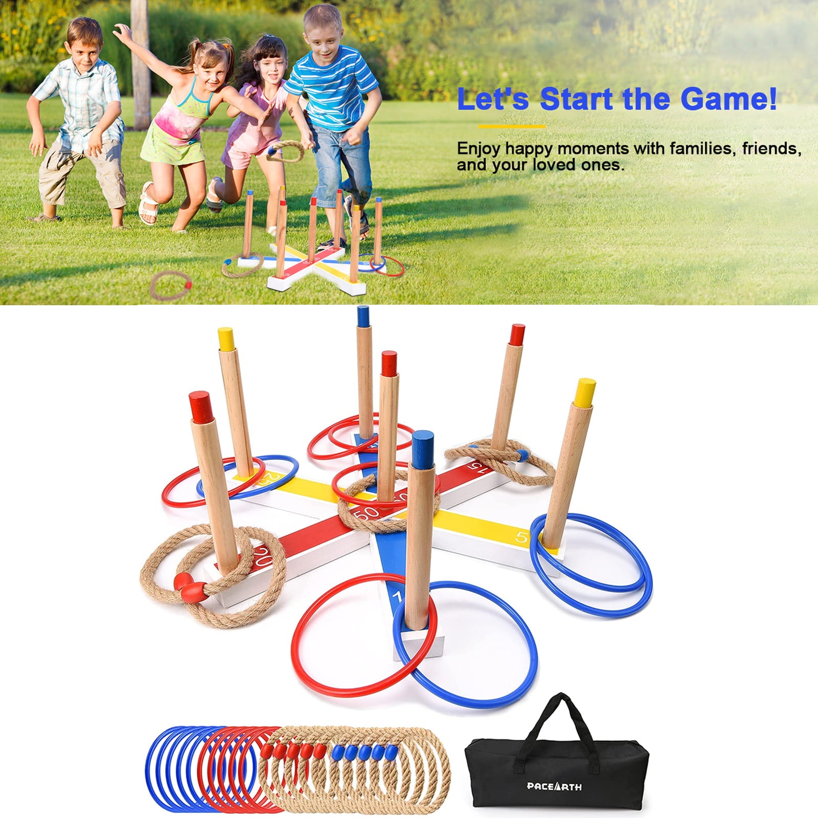 PACEARTH Ring Toss Game Yard Games Outdoor Games Lawn Game for Kids Adults Family and Party