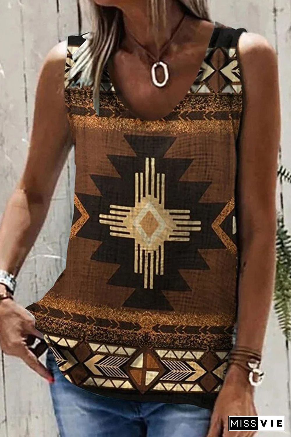 Aztec Western Print Tank Top