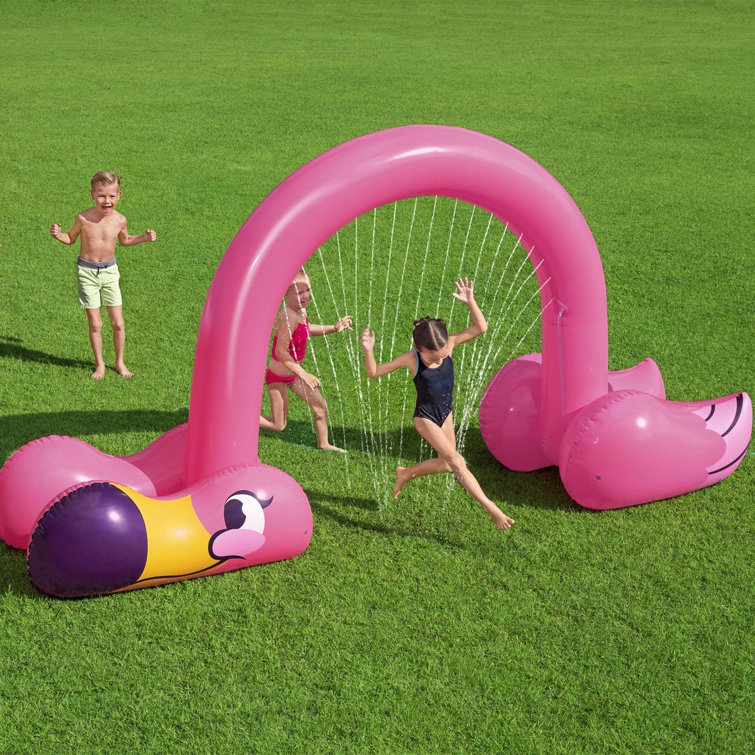 Bestway H2OGO! Jumbo Pink Flamingo Inflatable Outdoor Kids Water Sprinkler Arch