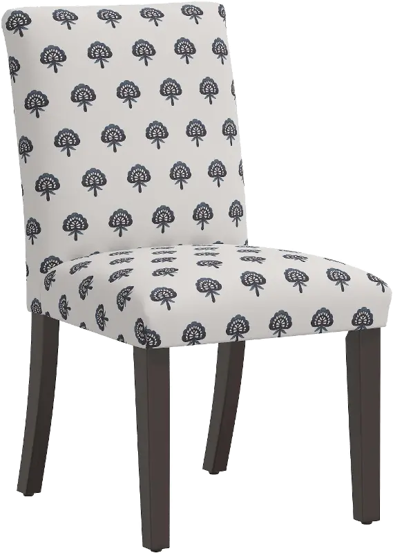 Drew Navy Floral Dining Chair - Skyline Furniture