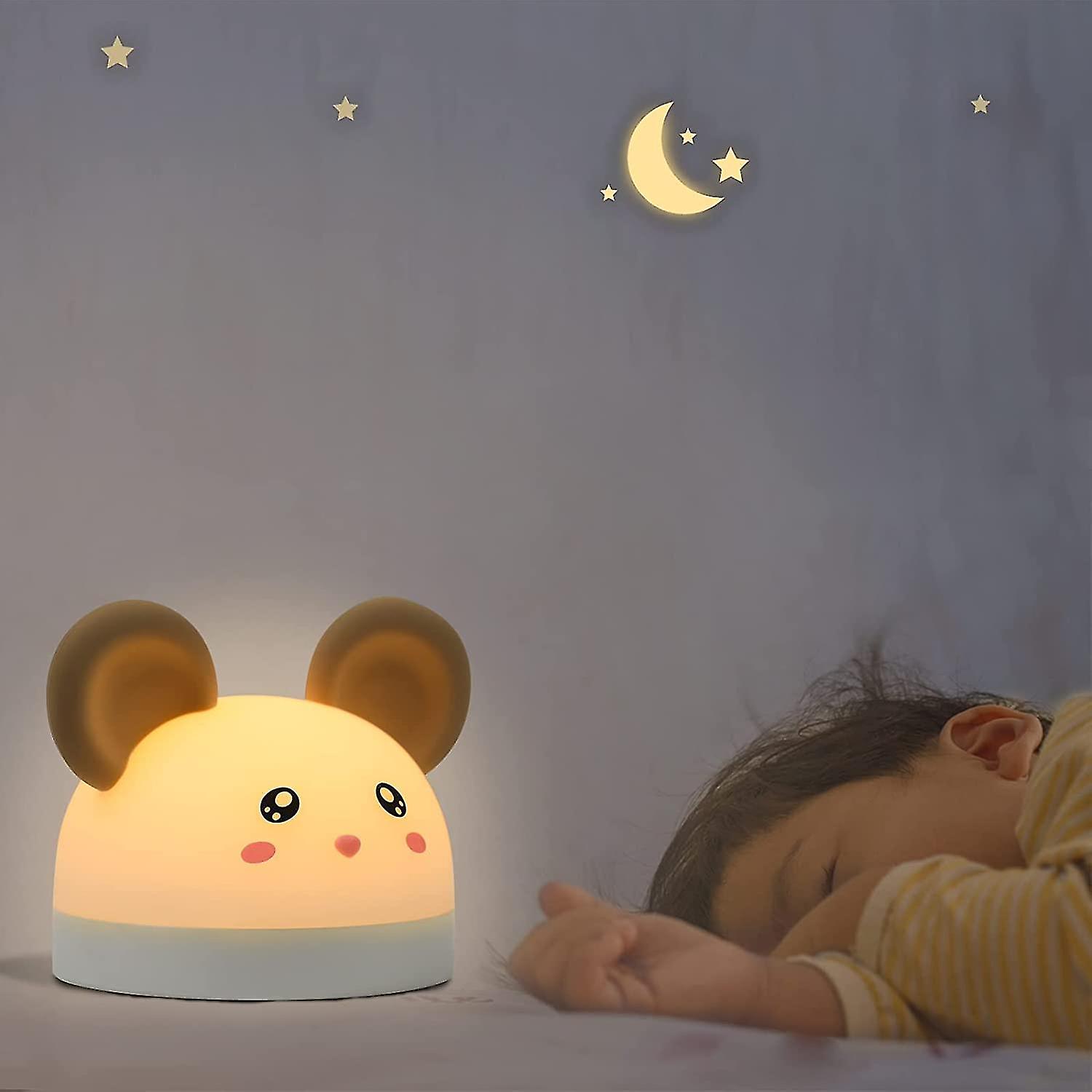 Kids Night Light 2-in-1 Portable Alarm Clock And Night Light Silicone Bedside Clock Adjustable Brightness Usb Rechargeable Night Light Baby Gifts For