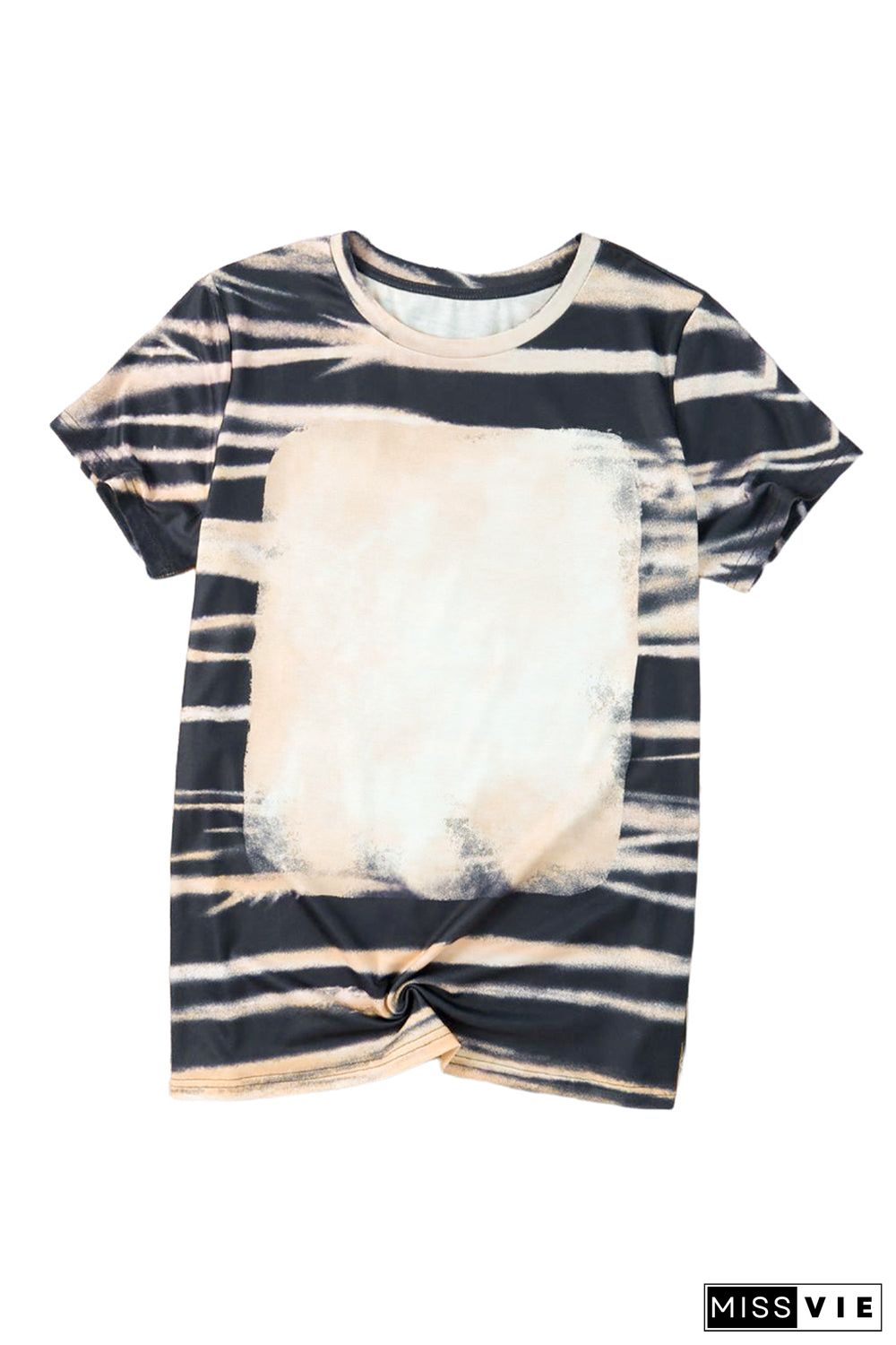 Tie Dye Stripe Print Bleached T-Shirt