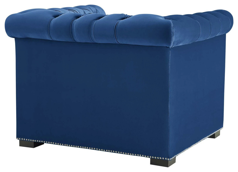 Rohan Midnight Blue Performance Velvet Armchair   Modern   Armchairs And Accent Chairs   by Rustic Home Furniture Deco  Houzz