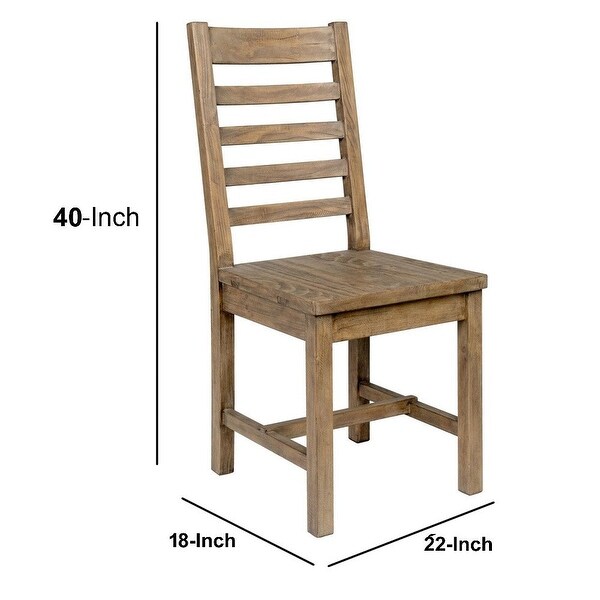 Farmhouse Wooden Dining Chair with Ladder Back， Brown - 40 H x 18 W x 22 L Inches